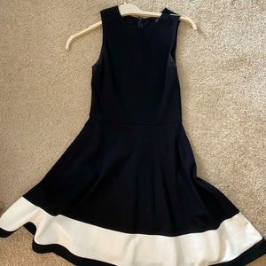 Aqua sleeveless black dress with white detail